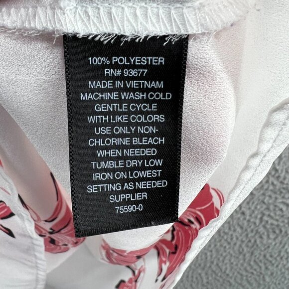 Worthington Women Top Medium White Floral Sleeveless Keyhole Back Shirt‎ - Picture 5 of 8